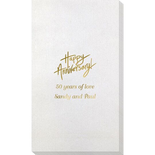 Fun Happy Anniversary Bamboo Luxe Guest Towels